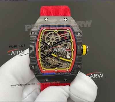 Swiss Replica RM 67-02 Alexander Zverev Edition Carbon Fiber Red Strap Watch 